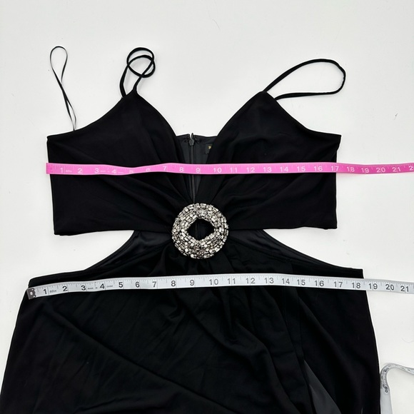 Ramy Brook Rivana Beaded Buckle Cutout Waist Maxi Dress Gown in Black - Picture 6 of 9